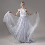 A-Line Court Train Lace Tulle Wedding Dress CW2812