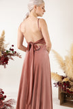 A-Line Sweep-Brush Train Velvet Bridesmaid Dress