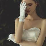 Bridal wedding flower satin gloves