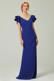 Sheath-Column Floor Length Chiffon Bridesmaid Dress