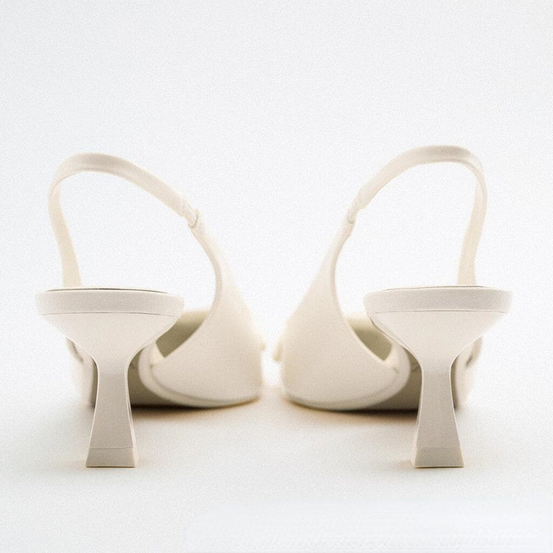 Women's white pointed toe stiletto toe box high heel sandals