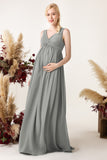 A-Line Sweep-Brush Train Chiffon Bridesmaid Dress