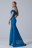 Trumpet-Mermaid Sweep-Brush Train Satin Dress