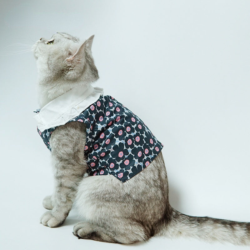 Pet cat clothes thin female cat sleeveless vest small dog stripe cute cat sling