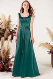 Sheath Sweep Acetate Satin Bridesmaid Dress