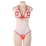 Plus size sexy lingerie sexy cutout halter jumpsuit back bandage