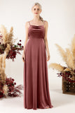 A-Line Sweep-Brush Train Velvet Bridesmaid Dress