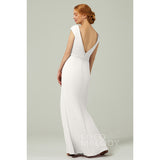 Sheath Floor Length Knitted Fabric Wedding Dress CB0345