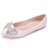Fashion summer and autumn rhinestone women's shoes bow square toe low-cut shoes women's pumps all-matching flat shoes