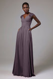 A-Line Floor Length Chiffon Bridesmaid Dress