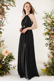 A-Line Sweep-Brush Train Chiffon Bridesmaid Dress