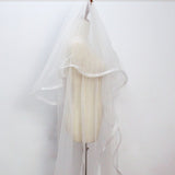 Bride simple double-layer long tailing veil