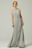 A-Line Floor Length Chiffon Bridesmaid Dress