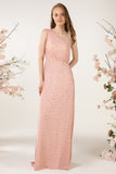 A-Line Sweep Train Printed Chiffon Bridesmaid Dress