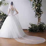 Bride long trailing pearl veil