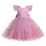 New Girl Dress Bow-Tie In Children's Princess Skirt Pompous Yarn Flower Child Skirt