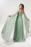 A-Line Floor Length Chiffon Bridesmaid Dress