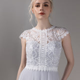 A-Line Court Train Lace Tulle Wedding Dress CW2812