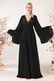 A-Line Sweep-Brush Train Chiffon Bridesmaid Dress