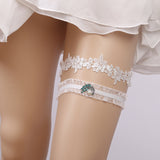 Lace leaves rhinestone bridal garter