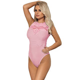 Large size sexy lingerie round neck open-end free one-piece pajamas