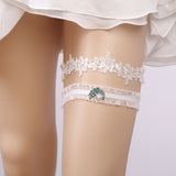 Lace leaves rhinestone bridal garter