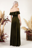 Sheath-Column Floor Length Velvet Bridesmaid Dress