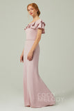 Sheath-Column Floor Length Chiffon Bridesmaid Dress