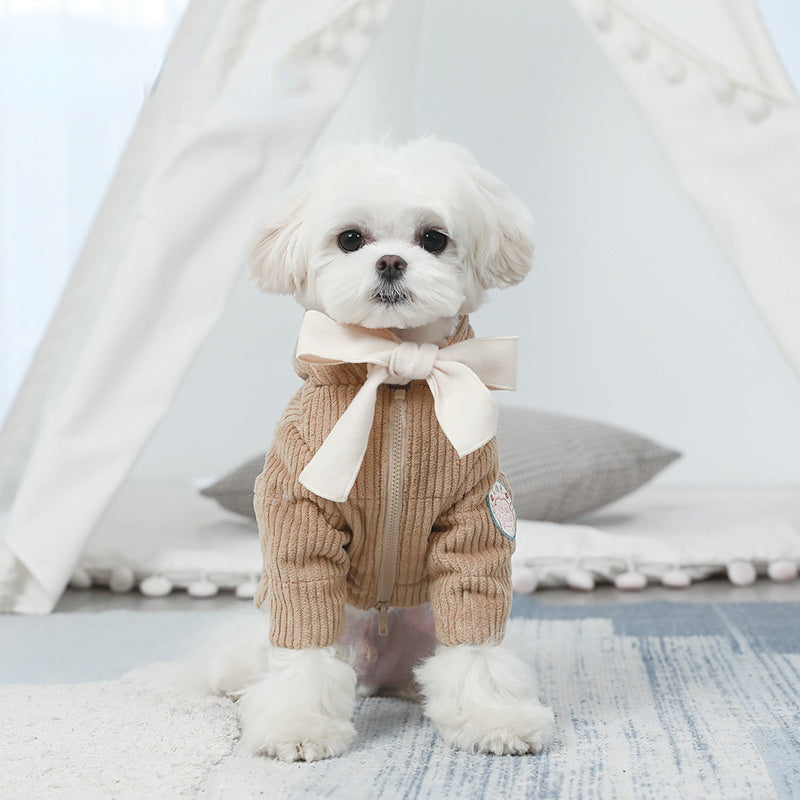 Dog clothing Autumn/winter corduroy clothing Coral heavy teddy pie pet clothing cat clothing