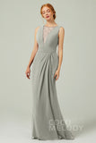 Sheath-Column Floor Length Chiffon Bridesmaid Dress