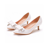 Bow low heel bridal wedding shoes
