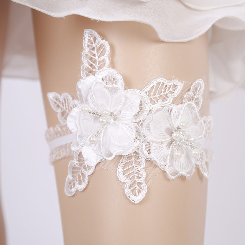 Handmade rhinestone flower bridal Garter