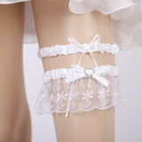 Bridal bow heart shape rhinestone garter