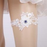 Blue rhinestone bridal wedding garter