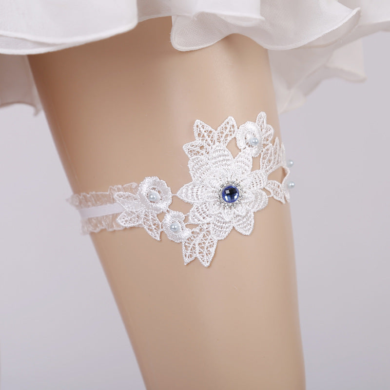 Blue rhinestone bridal wedding garter