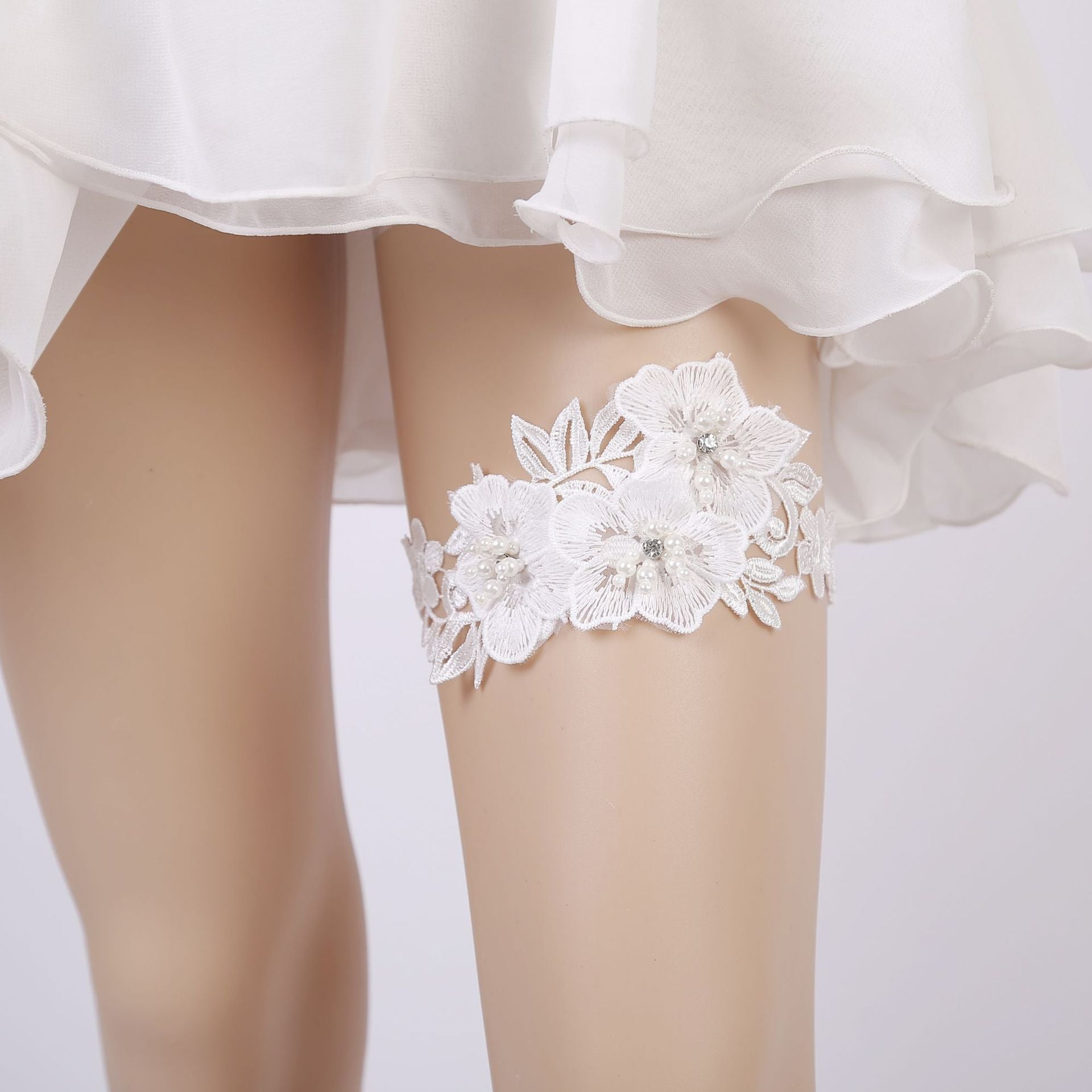 Lace flowers bridal Garter