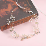 Alloy pearl hair accessories Baroque leaves flowers pearl headband bridal hair accessories
