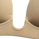 One-piece deep U-shaped Bra beauty back and push up silicone breathable