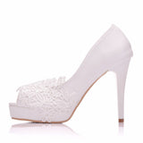 Stiletto waterproof platform bride high heel wedding shoes