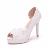 Stiletto waterproof platform bride high heel wedding shoes
