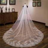 Sequined lace bride long veil
