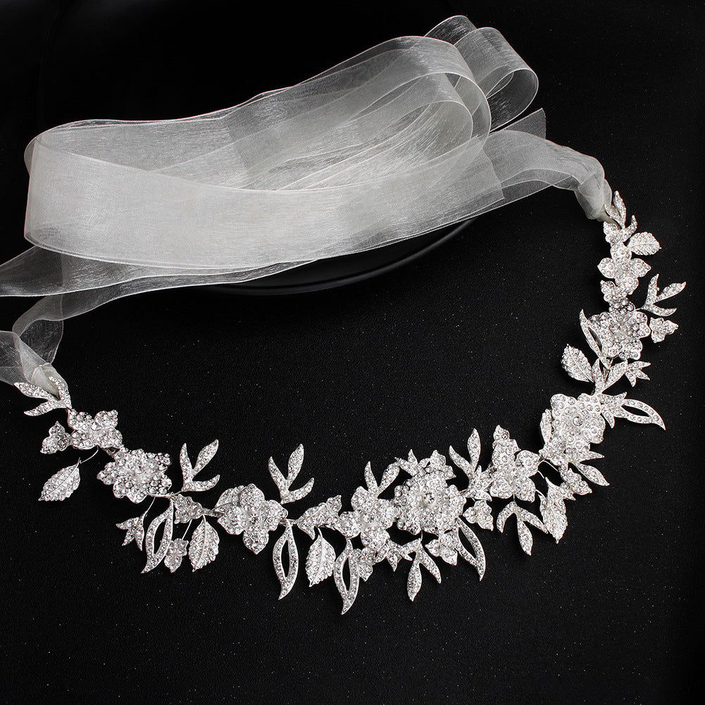 Bridal alloy flower rhinestone belt