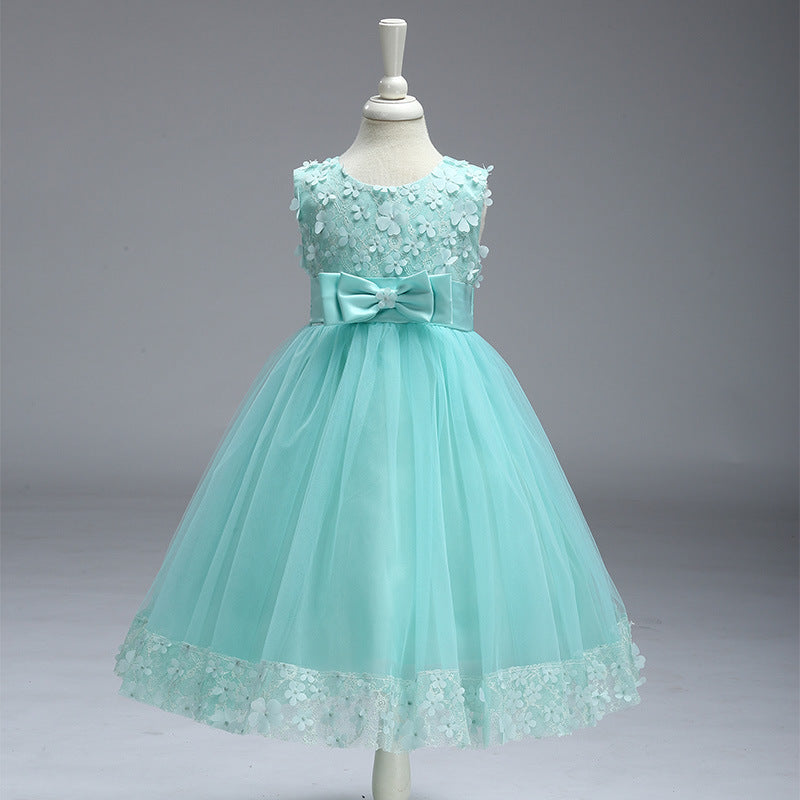 New European And American Children's Dress Girl Flower Princess Skirt Big Child Dress Child Flower Child Wedding Dress