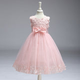 New European And American Children's Wear Girls Flower Princess Skirt Big Children Wedding Dress