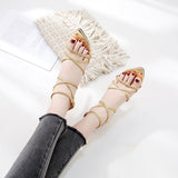 Sexy cross knitted belt pointed toe sandals high heels large size women's shoes