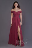 Sheath-Column Floor Length Chiffon Bridesmaid Dress