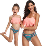 New parent-child swimsuit tassel split bikini for Mom and Me