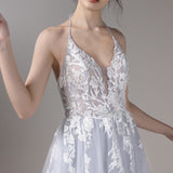 A-Line Court Train Lace Tulle Wedding Dress CW2814