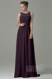 Sheath Floor Length Lace/Chiffon Bridesmaid Dress