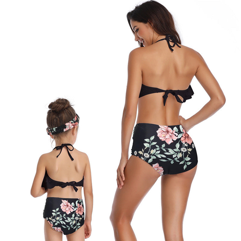New swimsuit printed high waist bikini parent-child swimwear for Mom and Me